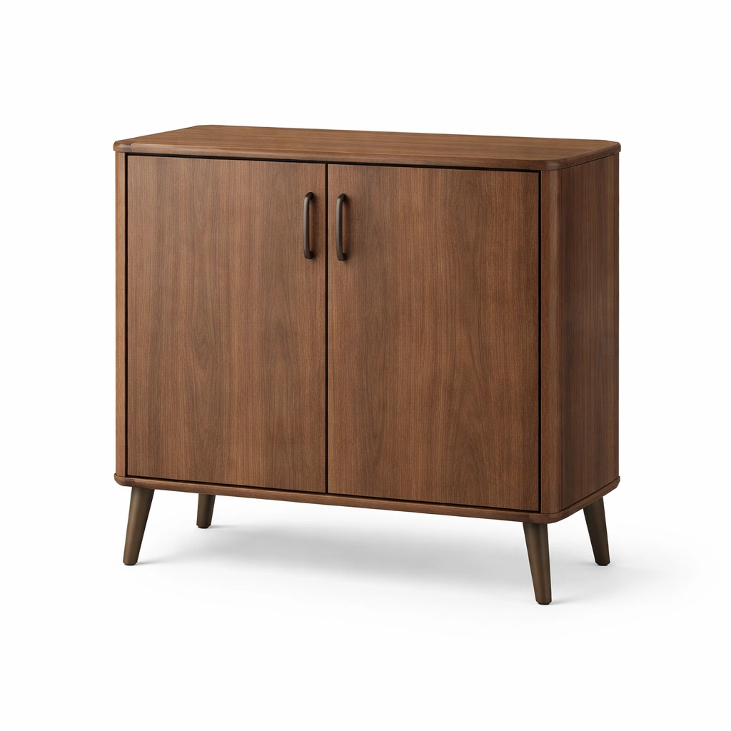 Sideboard Holzoptik Retro Stil mit abgerundeten Kanten